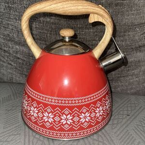 Masterclass Premium Collection Christmas Pattern Valentines Red Tea Kettle